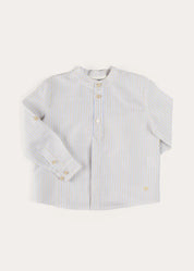 Stafford Striped Mao Collar Long Sleeve Shirt in Yellow (12mths-10yrs) SHIRTS from Pepa London US
