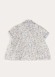 Ellis Liberty Print Hand Smocked Short Sleeve Shirt in Blue (6mths-4yrs) SHIRTS from Pepa London US