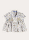 Ellis Liberty Print Hand Smocked Short Sleeve Shirt in Blue (6mths-4yrs) SHIRTS from Pepa London US