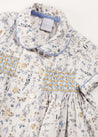 Ellis Liberty Print Hand Smocked Short Sleeve Shirt in Blue (6mths-4yrs) SHIRTS from Pepa London US