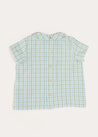 Maxwell Gingham Peter Pan Collar Short Sleeve Shirt in Green (18mths-5yrs) Shirts from Pepa London US