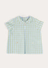 Maxwell Gingham Peter Pan Collar Short Sleeve Shirt in Green (18mths-5yrs) Shirts from Pepa London US