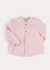 Hertford Striped Mao Collar Long Sleeve Shirt in Coral (12mths-10yrs) SHIRTS from Pepa London US