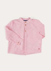 Lawrence Striped Mao Collar Long Sleeve Shirt in Red (18mths-10yrs) SHIRTS from Pepa London US