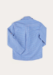 Carlisle Gingham Polo Collar Long Sleeve Shirt in Blue (4-10yrs) SHIRTS from Pepa London US