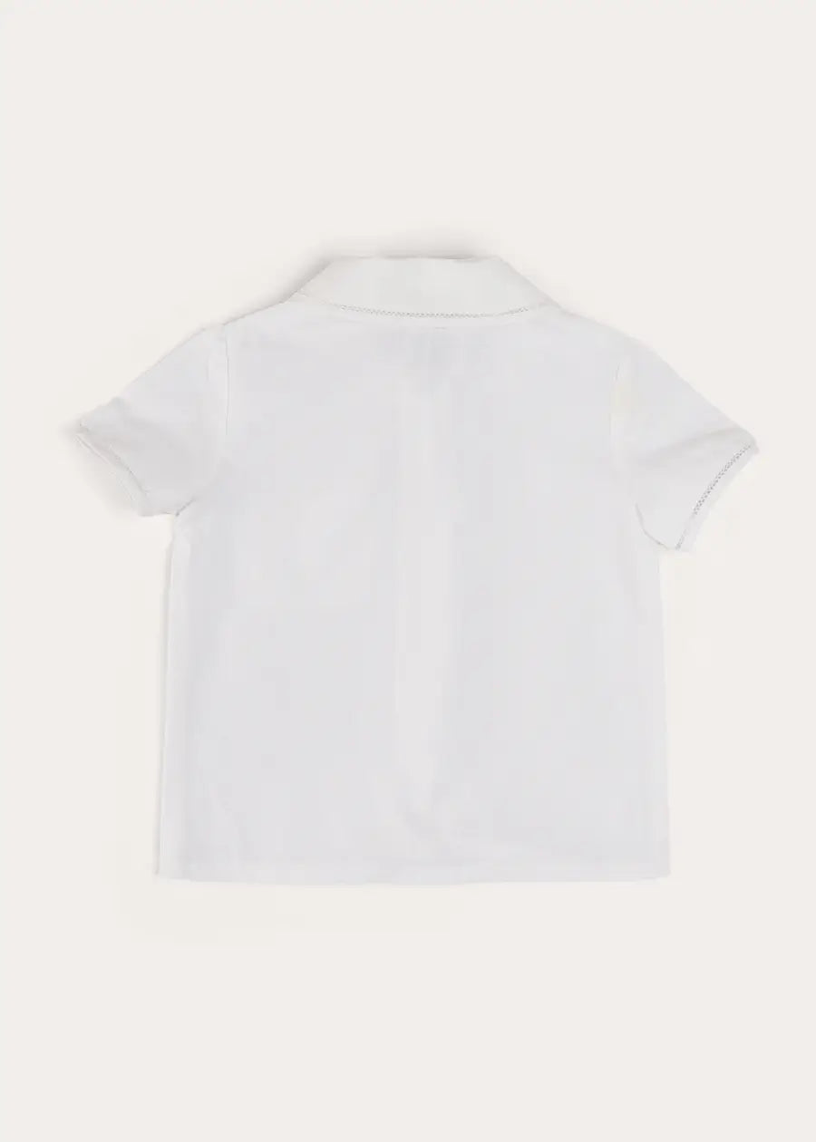 Peter Pan Collar Trim Detail Short Sleeve Shirt in White (12mths-5yrs) SHIRTS from Pepa London US