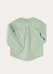 Plain Mao Collar Long Sleeve Shirt in Green (12mths-10yrs) SHIRTS from Pepa London US