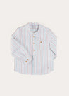 Chesham Striped Mao Collar Long Sleeve Shirt in Red (3-10yrs) SHIRTS from Pepa London US