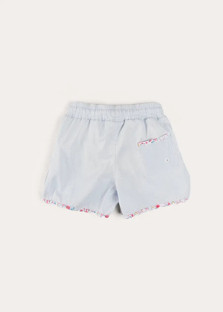 Striped Contrast Trim Swim Shorts in Blue (2-10yrs) SWIMWEAR from Pepa London US
