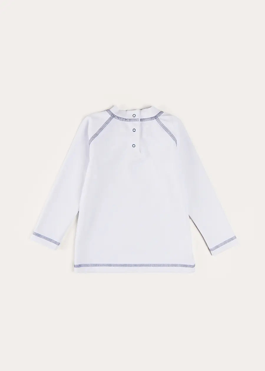 Boat Motif Long Sleeve Rashguard in Blue (2-6yrs) SWIMWEAR from Pepa London US