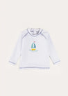 Boat Motif Long Sleeve Rashguard in Blue (2-6yrs) SWIMWEAR from Pepa London US