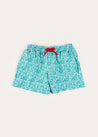 Adelaide Floral Tie Detail Swim Shorts in Green (2-10yrs) SWIMWEAR from Pepa London US