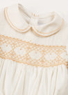 Hand Smocked Peter Pan Collar Short Sleeve Two Piece Set in Beige (18mths-6yrs) TWO PIECE SETS from Pepa London US