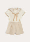 Waterford Stripe Mariner Collar Short Sleeve Two Piece Set in Beige (12mths-6yrs) TWO PIECE SETS from Pepa London US