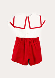 Mariner Collar Short Sleeve Two Piece Set in Red (12mths-6yrs) TWO PIECE SETS from Pepa London US