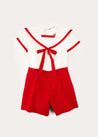 Mariner Collar Short Sleeve Two Piece Set in Red (12mths-6yrs) TWO PIECE SETS from Pepa London US