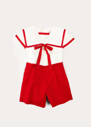 Mariner Collar Short Sleeve Two Piece Set in Red (12mths-6yrs) TWO PIECE SETS from Pepa London US
