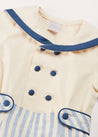 Regency Stripe Mariner Collar Two Piece Set With Bloomers in Blue (6mths-3yrs) TWO PIECE SETS from Pepa London US