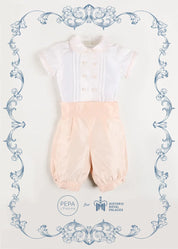 The Royal Silk Knickerbocker Three-Piece Set in Rose (2-6yrs) TWO PIECE SETS from Pepa London US