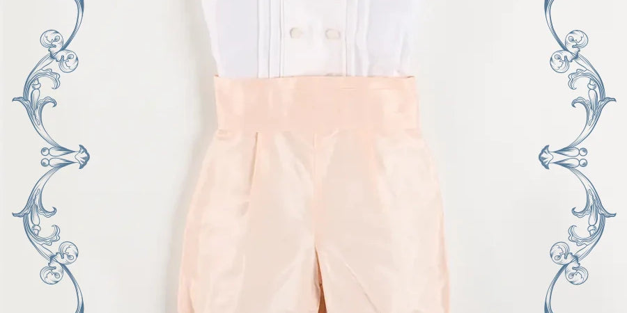 The Royal Silk Knickerbocker Three-Piece Set in Rose (2-6yrs) TWO PIECE SETS from Pepa London US