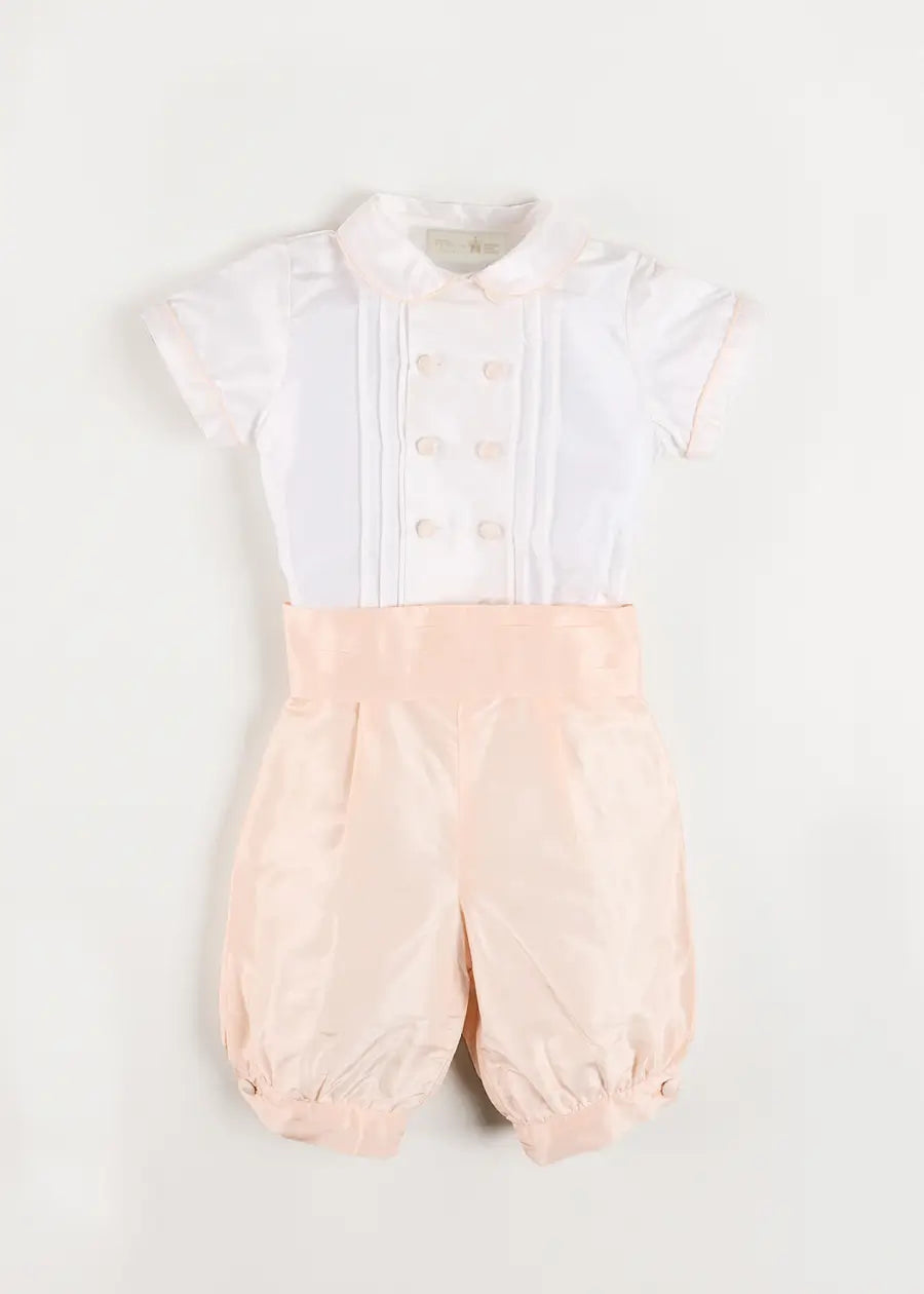The Royal Silk Knickerbocker Three-Piece Set in Rose (2-6yrs) TWO PIECE SETS from Pepa London US