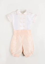 The Royal Silk Knickerbocker Three-Piece Set in Rose (2-6yrs) TWO PIECE SETS from Pepa London US