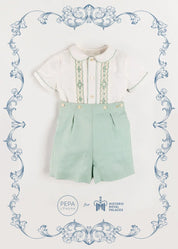 The Regency Floral Hand Smocked Two Piece Set in Green (12mths-5yrs) PRE-ORDER TWO PIECE SETS from Pepa London US