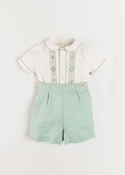 The Regency Floral Hand Smocked Two Piece Set in Green (12mths-5yrs) PRE-ORDER TWO PIECE SETS from Pepa London US