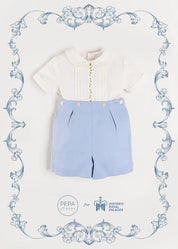 The Royal Embroidered Two Piece Set in Blue (12mths-5yrs) PRE-ORDER TWO PIECE SETS from Pepa London US