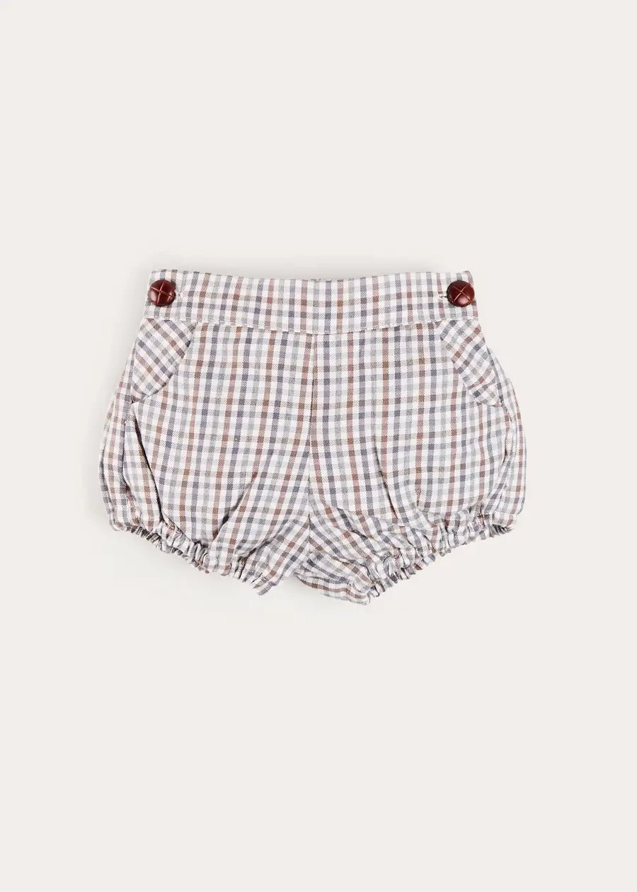 Cadogan Houndstooth Button Detail Bloomers in Camel (3mths-3yrs) Bloomers from Pepa London US