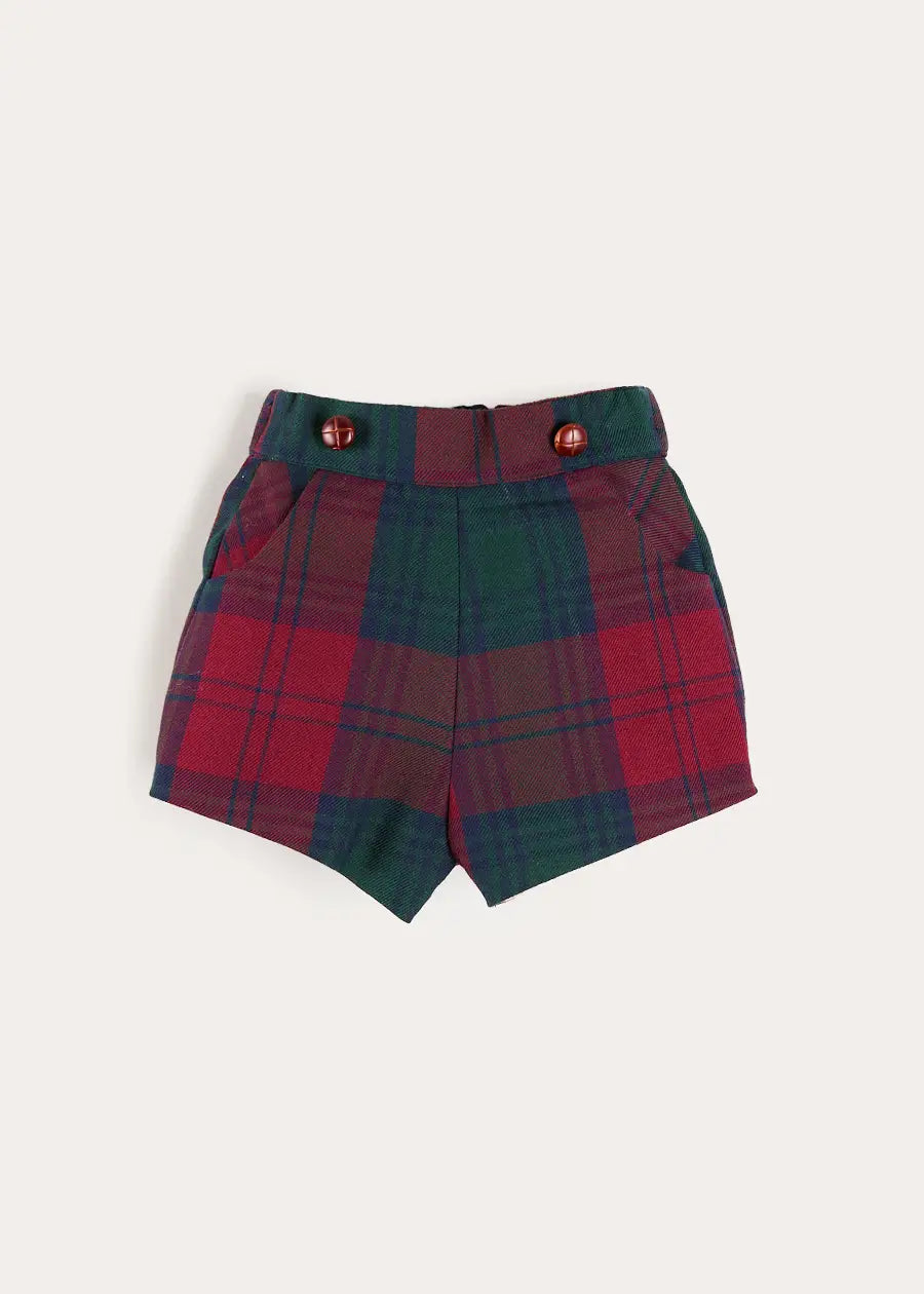 Grovesnor Tartan Button Detail Bloomers in Red (3mths-4yrs) Bloomers from Pepa London US