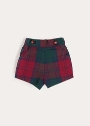 Grovesnor Tartan Button Detail Bloomers in Red (3mths-4yrs) Bloomers from Pepa London US
