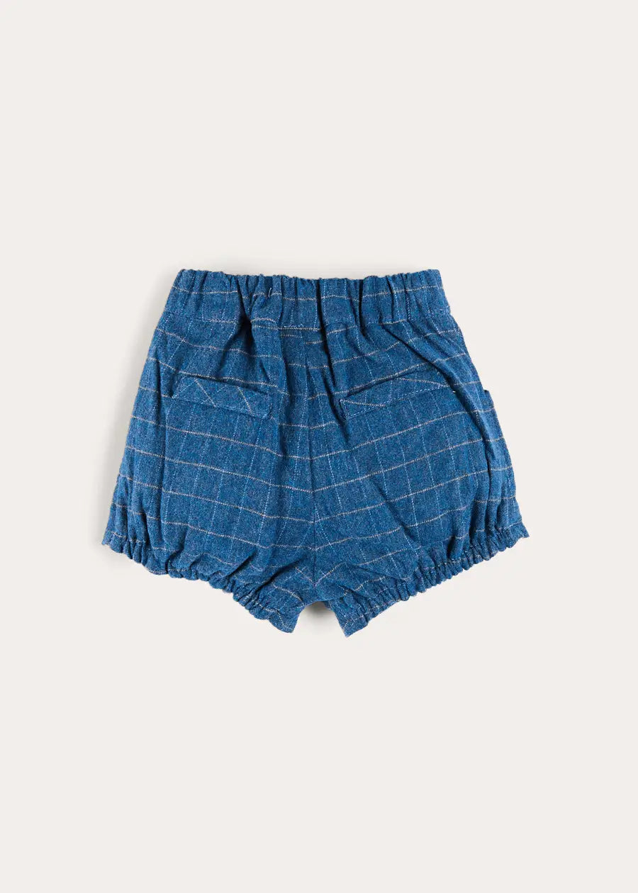 Moreton Check Button Detail Bloomer Shorts in Navy (6mths-4yrs) Bloomers from Pepa London US