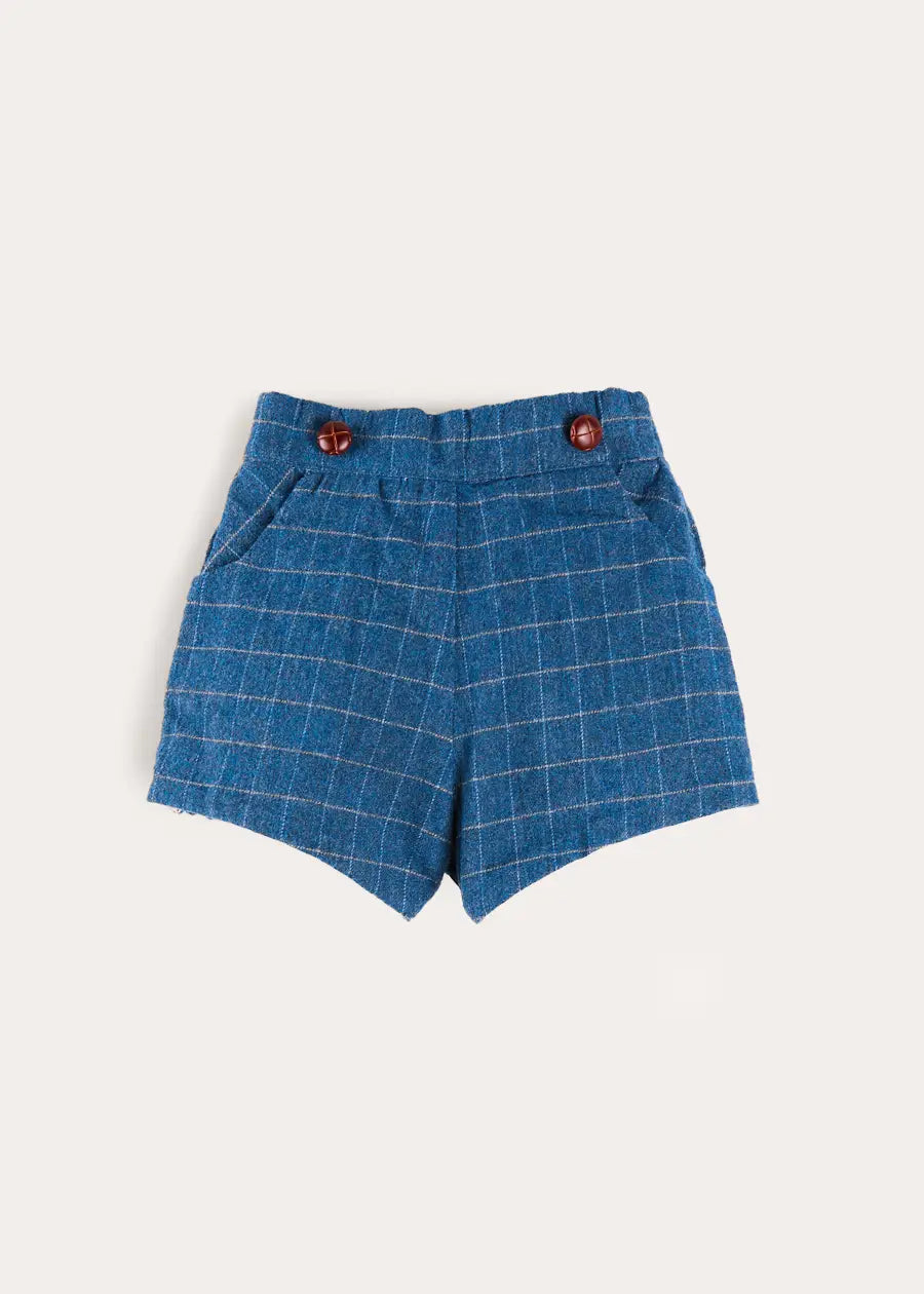 Moreton Check Button Detail Bloomer Shorts in Navy (6mths-4yrs) Bloomers from Pepa London US