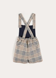 Walcott Check Short Dungarees in Blue (18mths-4yrs) Dungarees from Pepa London US