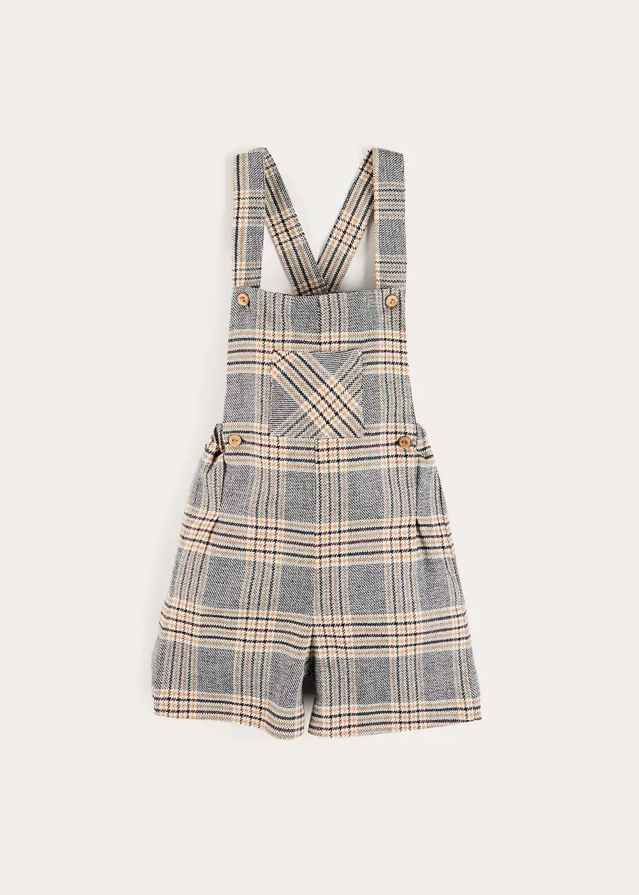 Walcott Check Short Dungarees in Blue (18mths-4yrs) Dungarees from Pepa London US