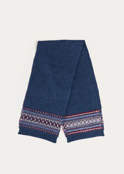 Fair Isle Knitted Scarf in Navy (OS) Knitted Accessories from Pepa London US