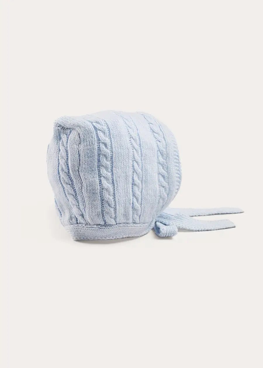 Cashmere Cable Knit Bonnet in Blue (XS-L) Bonnets from Pepa London US