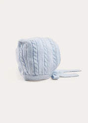 Cashmere Cable Knit Bonnet in Blue (XS-L) Bonnets from Pepa London US
