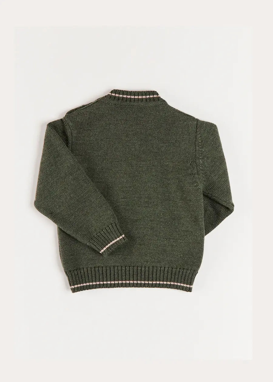 Corgi Embroidered Button Detail Jumper in Green (18mths-10yrs) Knitwear from Pepa London US