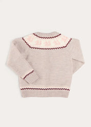 Squirrel Jacquard Knitted Cardigan in Camel (6mths-5yrs) Knitwear from Pepa London US