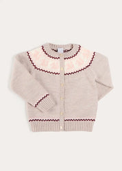 Squirrel Jacquard Knitted Cardigan in Camel (6mths-5yrs) Knitwear from Pepa London US