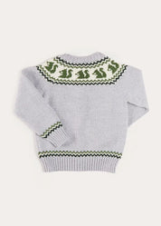 Squirrel Jacquard Knitted Cardigan in Grey (6mths-5yrs) Knitwear from Pepa London US
