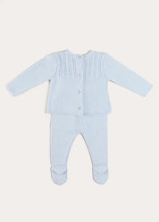 Cashmere Long Sleeve Cable Knitted Set in Blue (1mth-12mths) Knitted Sets from Pepa London US