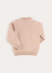 Horse Embroidered Button Detail Jumper in Beige (18mths-10yrs) Knitwear from Pepa London US