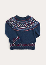 Fair Isle Jacquard Jumper in Navy (3-10yrs) Knitwear from Pepa London US