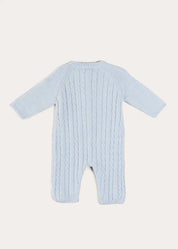 Cashmere Cable Knit Pocket Detail All In One in Blue (1mth-12mths) ALL-IN-ONE from Pepa London US