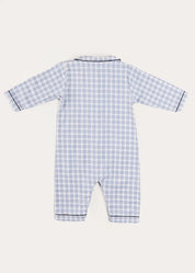 Wilfred Check Long Sleeve All In One Pyjamas in Blue (6mths-3yrs) NIGHTWEAR from Pepa London US