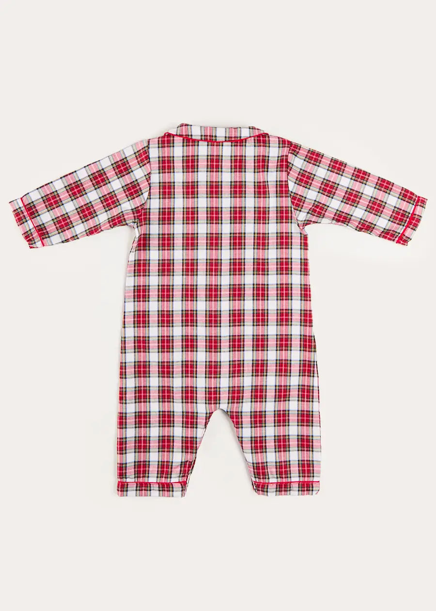 Francis Tartan Long Sleeve All In One Pyjama in Red (6mths-3yrs) #N/A from Pepa London US