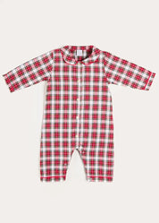 Francis Tartan Long Sleeve All In One Pyjama in Red (6mths-3yrs) #N/A from Pepa London US